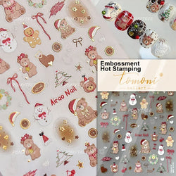Santa's Hat Candy Santa Claus Christmas Tree Bell Elk 5D Self Adhesive Nail Art Stickers Button Snowflake Cherry Manicure Decals (ONLINE ORDER ONLY)