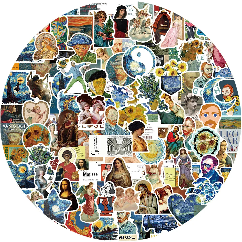 40/50Pcs Van Gogh Artist Oil Painting Style Art Pattern Sticker for Laptop Phone Guitar Suitcase Notebook Motorcycle Car Sticker (ONLINE ORDER ONLY)