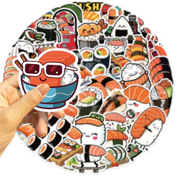 10/30/50PCS Kawaii Sushi Sticky PVC Sticker Aesthetic DIY Decoration Scrapbooking Korean Hand Accounting Supplies for Kids (ONLINE ORDER ONLY)