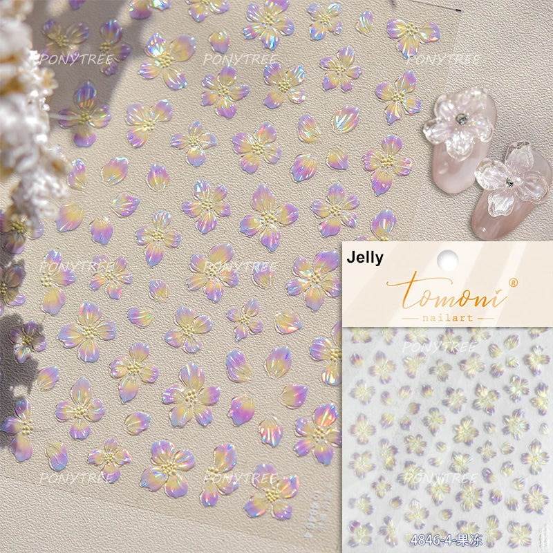 Retro Flowers Petal Pearl Rhinestones Halo Dyeing Chic Daisy Vintage Gold Foil  Floral Designs Nail Art Stickers Manicure Decals (ONLINE ORDER ONLY)