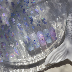 Jellyfish Schools of Fish Shoal Mermaid Tail Seahorse Dreamy Ocean Starfish Shell Coral Adhesive Nail Art Sticker Manicure Decal (ONLINE ORDER ONLY)