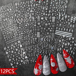 12PCS White Flowers Leaves 3D Nail Stickers Star/Moon/Sun Nail Art Decoration Decals Geometric Flower Stickers Nail Art Supplies (ONLINE ORDER ONLY)