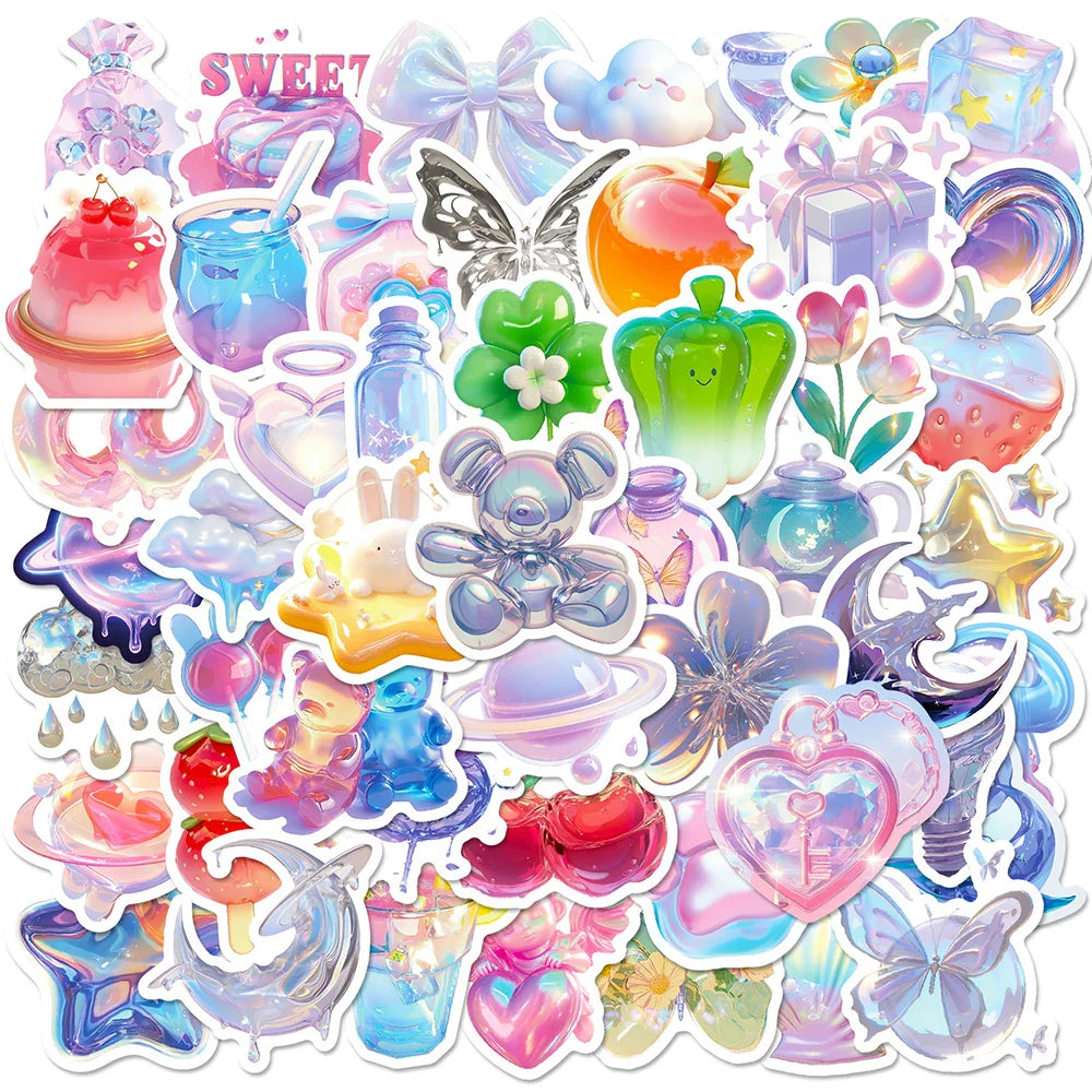 3D Cartoon Aesthetic Stickers 10/30/50pcs Waterproof Decals for Skateboard, Bike, Suitcase, Phone, Fridge (ONLINE ORDER ONLY)
