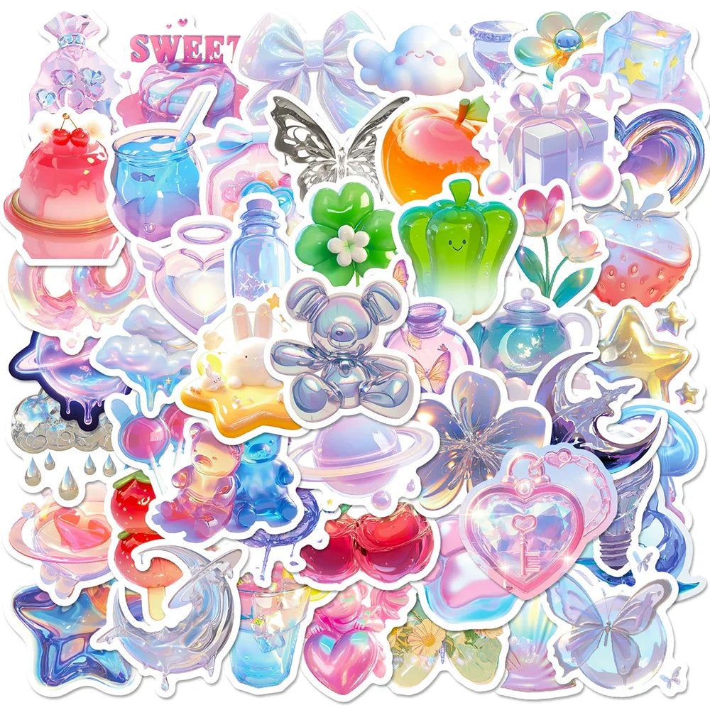 3D Cartoon Aesthetic Stickers 10/30/50pcs Waterproof Decals for Skateboard, Bike, Suitcase, Phone, Fridge (ONLINE ORDER ONLY)