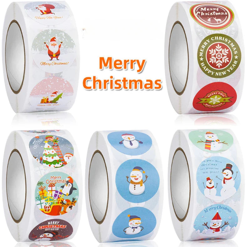 500Pcs Christmas Stickers 1inch Snowflakes Holiday Stickers Xmas Gift Label for Envelope Box Gift Decor (ONLINE ORDER ONLY)