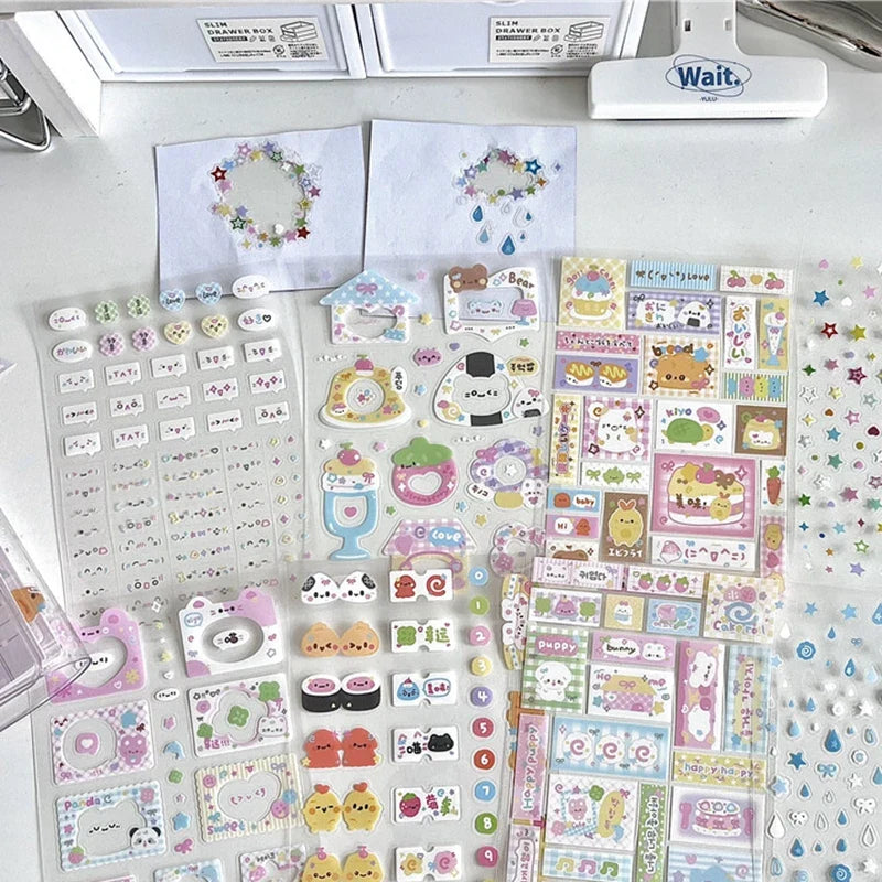8pcs Set Korean Ins Cute Cartoon Cut Film Sticker for Phone Camera Luggage Journal Sticker Kawaii Decoration Sticker Gift (ONLINE ORDER ONLY)