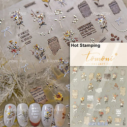 Dried Flower Butterfly Wildflowers Daisy Lily Moth Orchid Garden Self Adhesive Nail Art Stickers Chic Manicure Decals Wholesale (ONLINE ORDER ONLY)