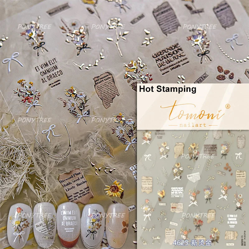 Cat Kitten Rabbit Flower Bouquet Bowknot Vase Bunny Grid Star Blocks Round Warm Sun Decoration Nail Art Stickers Manicure Decals (ONLINE ORDER ONLY)