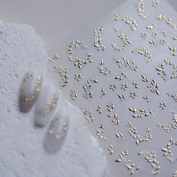 Hot Stamping Silver Rose Gold Tender Leaf Branches Flower Slash Leaves Maple Leaves Ginkgo Plant Flower Nail Art Stickers Decals (ONLINE ORDER ONLY)