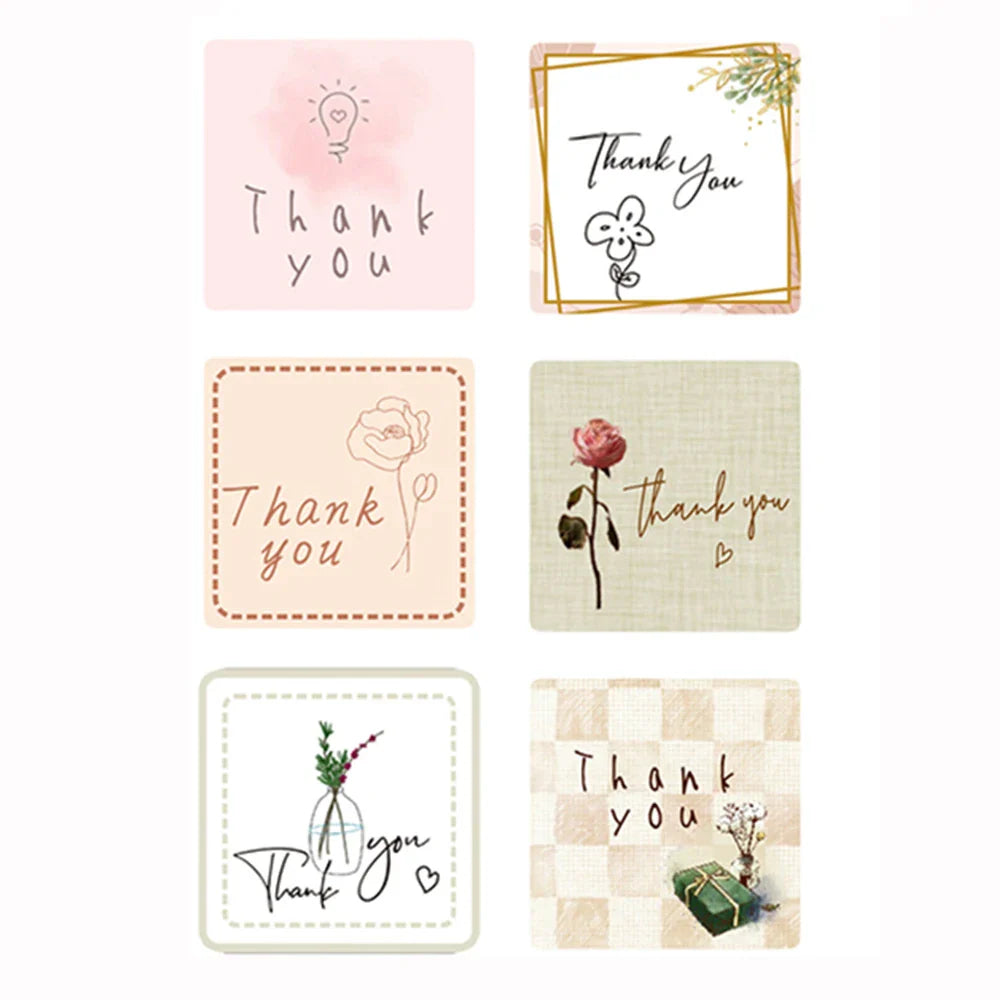 50-300pcs Holiday/Birthday/Wedding Party Gifts Decor Seal Sticker Cute Cartoon Floral Thank You Stickers Baking Envelope Labels (Online Order Only)