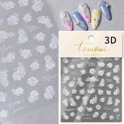 Gradient Halo Dyeing Dark Red Rose Flower Rhinestone Lace Bow Heart 3D Self Adhesive Nail Art Decoration Sticker Manicure Decals (ONLINE ORDER ONLY)