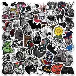 60PCS Skull Halloween Waterproof Stickers for Suitcase, Notebook, Skateboard, Refrigerator, Helmet (ONLINE ORDER ONLY)
