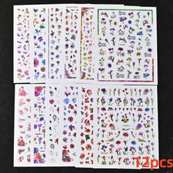 12Pcs 3D Golden Red Glitter Heart Love Nail Sticker Valentine Self Adhesive Cartoon Decal Geometry Lines Stripe Slider Manicure* (ONLINE ORDER ONLY)