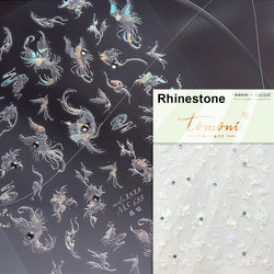 Charming White Shiny Pearl Rhinestone Wings Feathers Crown Moon Stars 3D Self Adhesive Nail Art Sticker Manicure Decal Wholesale (ONLINE ORDER ONLY)