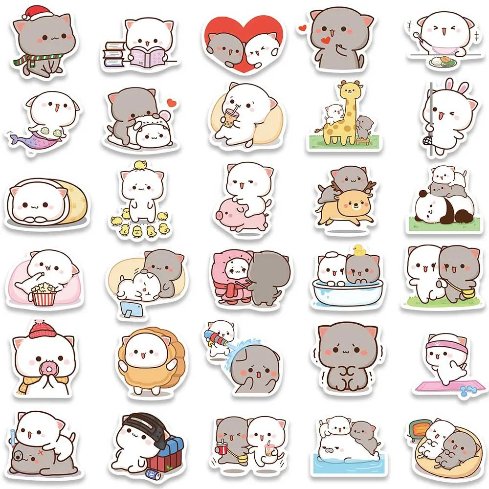 10/60pcs Kawaii Cat Meme Cartoon Stickers DIY Kids Scrapbook Notebook Phone Laptop Fridge Guitar Luggage Sticker Toy (ONLINE ORDER ONLY)