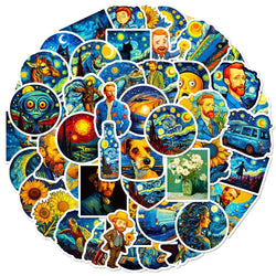 50Pcs Van Gogh Stickers Stationery Aesthetic Kids Toys Cool Items DIY Notebook Phone Skateboard Laptop Water Bottle Decal (ONLINE ORDER ONLY)