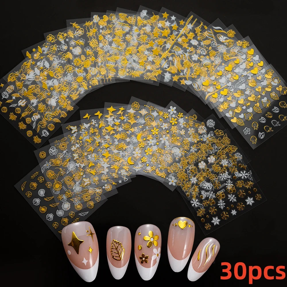 30pcs 3D Daisy Design Nail Art Sticker Set Acrylic Sanding Colorful Floral Decals Self-Adhesive Nail Art Supplies DIY Manicure * (ONLINE ORDER ONLY)