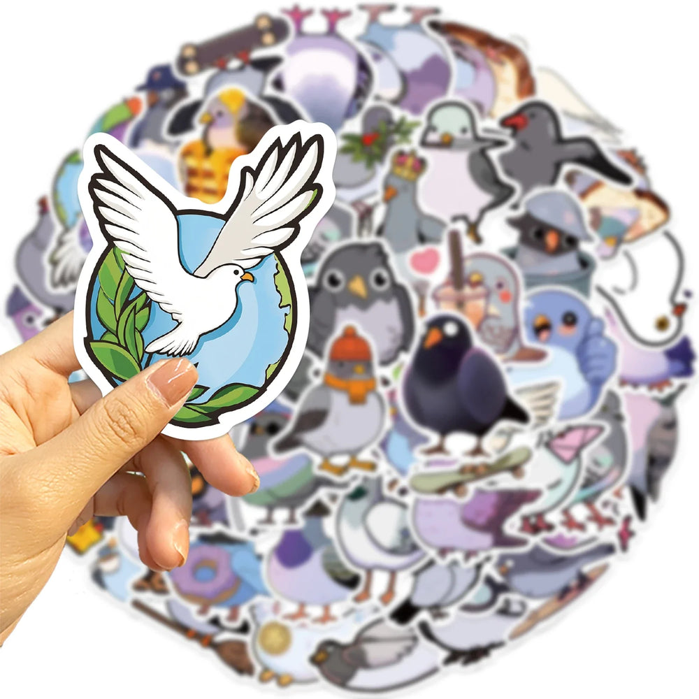 50PCS Cute Cartoon Pigeon Stickers DIY Diary Laptop Luggage Skateboard Animal Sticker Fun Classic Toy (Online Order Only)