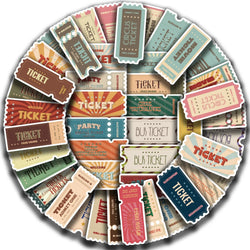 50pcs Vintage Ticket Stubs Stickers Seals for Water Bottles Laptops Skateboards Waterproof Durable Sticker for Teens and Adults (ONLINE ORDER ONLY)