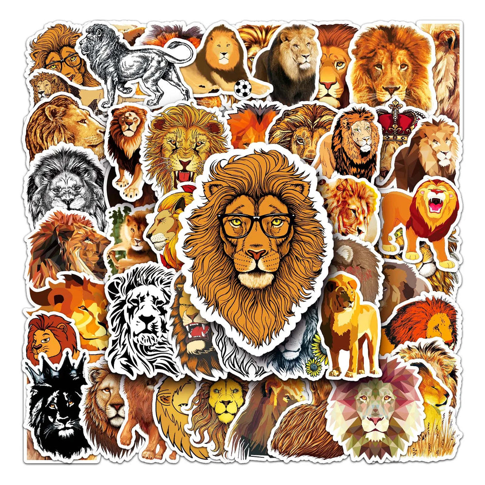 50Pcs Lion Cartoon Waterproof Vinyl Stickers for Skateboard Snowboard (Online Order Only)