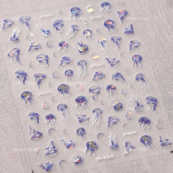 Romantic Mermaid Tail Water Bubbles Seahorse Shell Starfish Coral Pearl Pendant Self Adhesive Nail Art Stickers Manicure Decals (Online Order Only)
