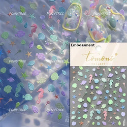 Beach Colourful Conch Dolphin Shell Starfish Jellyfish Star Summer Sea Wave Vacation Mode Water Bubble Nail Art Stickers Decals (Online Order Only)