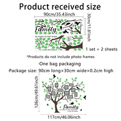 New English Family Photo Tree Wall Stickers for Kids Room Bedroom Living Room Nursery Room Home Decor PVC Waterproof Wall Decals (Online Order Only)