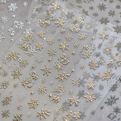 Dressy Embossment Colorful Gradient Snowflakes Laser Silver Christmas Tree Winter Bowknot Santa Nail Art Stickers Manicure Decal (Online Order Only)