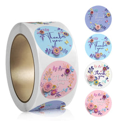 500pcs/roll Thank You Stickers Flower Pattern Party Wedding Decoration Gift Envelope Seal Labels Scrapbooking Stickers (ONLINE ORDER ONLY)