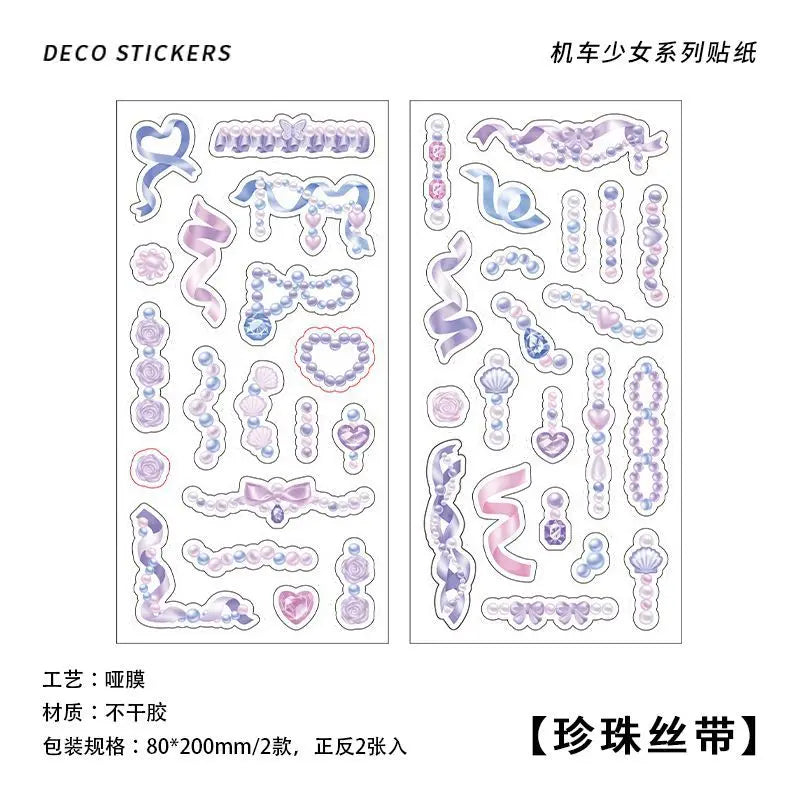 2Pcs/lot Cute Ribbon Chain Stickers Lace Idol Card Scrapbooking DIY Album Decoration Sticker Aesthetic Kawaii Stationery (ONLINE ORDER ONLY)