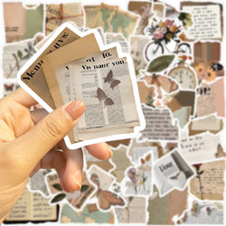 10/25/50pcs Retro English Fragmented  Stickers Decals Cartoon Graffiti DIY  Notebook Luggage Wall Decoration PVC Sticker (ONLINE ORDER ONLY)