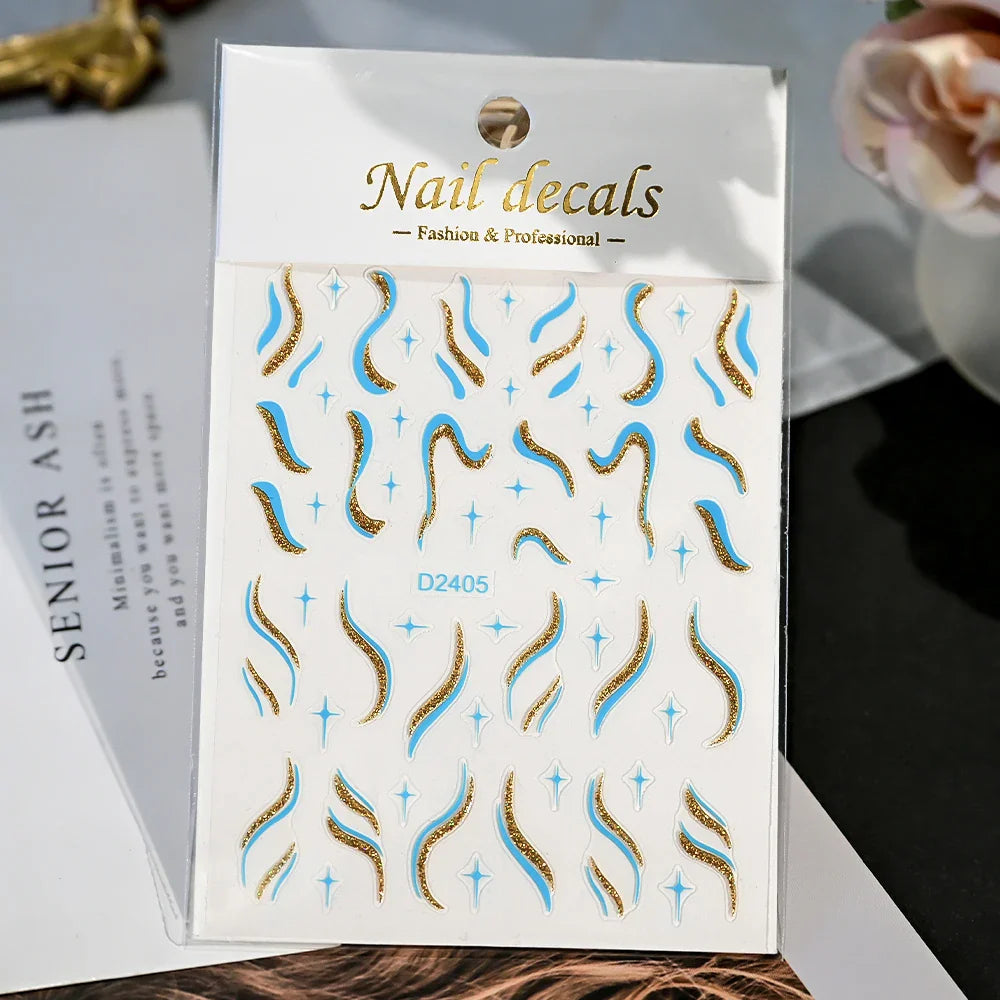 1Pc Red Pink White Heart Bow Nail Art Stickers with Glitter Sequins 5D Self Adhesive Nail Decorations Slider Decals DIY Manicure (ONLINE ORDER ONLY)