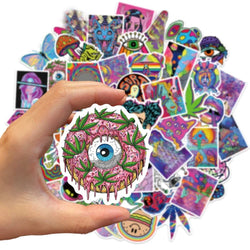 10/30/50PCS Art Psychedelic Graffiti Stickers Aesthetic Cartoon Kid Toys Decals Luggage Helmet Laptop Guitar Waterproof Sticker (ONLINE ORDER ONLY)