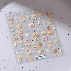 Lovely Dog Puppy Dream Heart Flower Star Pizza Food Sugar Skewers Strawberry Desserts Adhesive Nail Art Stickers Manicure Decals (Online Order Only)