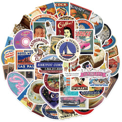 50pcs Cool Vintage Stickers Retro Decal For Skateboard Laptop Phone Bike Car Funny Waterproof Sticker Kids Classic Toys (Online Order Only)