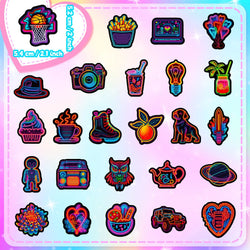 10/30/50PCS Fresh Neon PVC Sticker Aesthetic DIY Decoration Scrapbooking Children's Korean Stationery School Supplies for Kids (ONLINE ORDER ONLY)