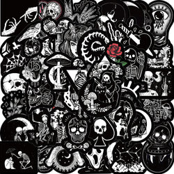 10/25/50pcs Black and White Gothic Skull Stickers Decals Cartoon Graffiti DIY  Notebook Luggage Wall Decoration PVC Sticker (Online Order Only)