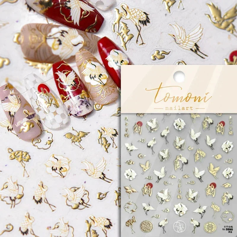 Charming Blue Sparrow Feather Rhinestone Wings Peacock Sparrow Dreamy Jelly Stars Self Adhesive Nail Art Stickers Manicure Decal (ONLINE ORDER ONLY)