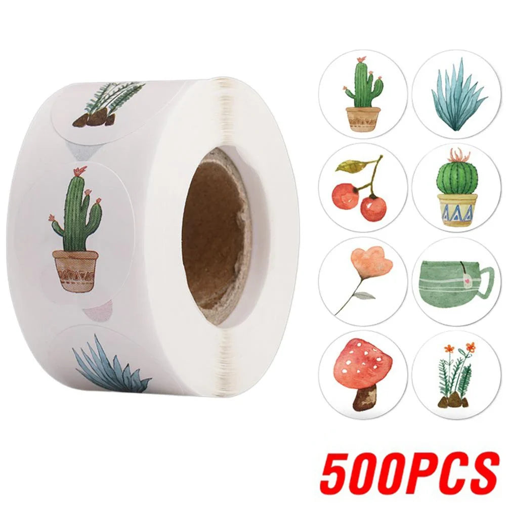 100-500pcs Round Cartoon Sticker 1Inch Thank You Stickers for Gift Cards Envelope Paper Scrapbook Sealing Label (ONLINE ORDER ONLY)