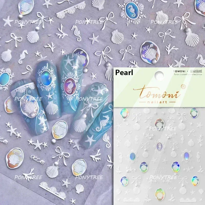 Beach Colourful Conch Dolphin Shell Starfish Jellyfish Star Summer Sea Wave Vacation Mode Water Bubble Nail Art Stickers Decals (Online Order Only)