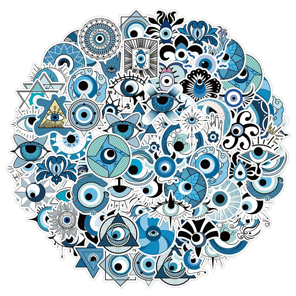 10/30/50pcs New Turkish Evil Eye Graffiti Stickers Skateboard Laptop Motorcycle Album Car Luggage Cool Waterproof Sticker Toy (ONLINE ORDER ONLY)