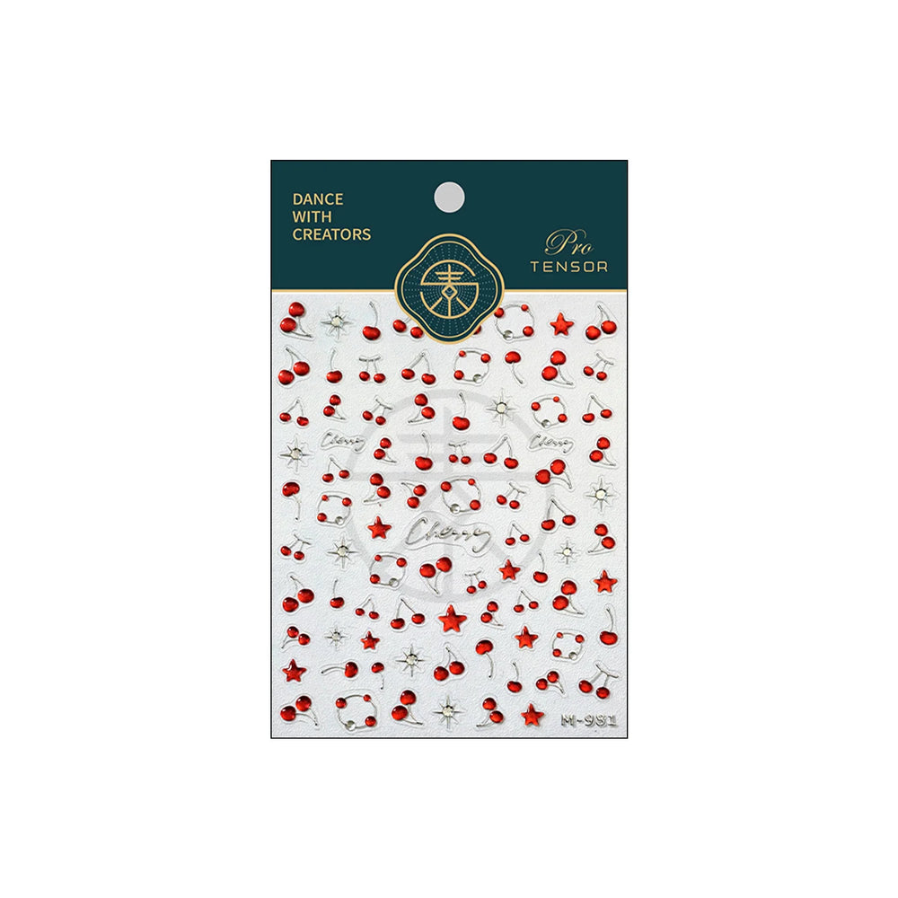 Lovely Mini Red Cherry Jelly Star Sun Fruit Charming Silver 3D 5D Self Adhesive Nail Art Stickers Cute Manicure Decals Wholesale (ONLINE ORDER ONLY)