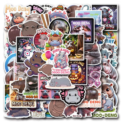 Hippo Moo Deng Stickers PVC Waterproof Skateboard Notebook Graffiti 10/30/50PCS (Online Order Only)