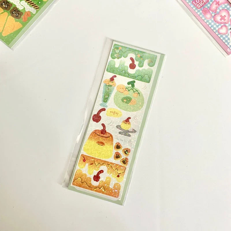 Korean ins Cream Bow Laser Decoration Stickers Diary Hand Account Idol Card DIY Scrapbooking Material Kawaii Stationery Sticker (ONLINE ORDER ONLY)