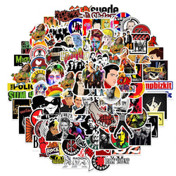 10/30/50/100PCS Popular Rock Roll Music Band Graffiti Stickers Punk Decals Guitar Motorcycle Skateboard Waterproof Cool Sticker (Online Order Only)