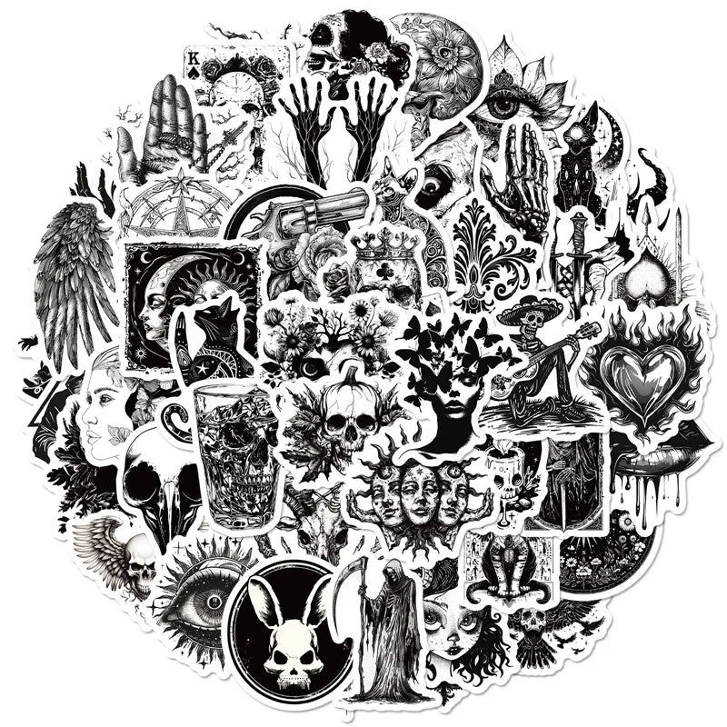10/30/50PCS Gothic Skull Eyes Sticky PVC Sticker Aesthetic DIY Decoration Scrapbooking Hand Accounting Supplies for Kids (Online Order Only)