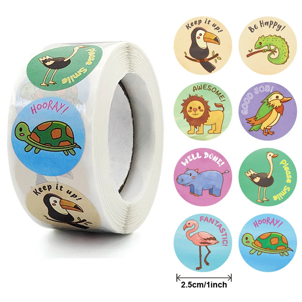 100-500pcs Stickers for Kids Cute Animal Children Reward Stickers Teacher Supplie for Classroom Potty Training Motivational (Online Order Only)