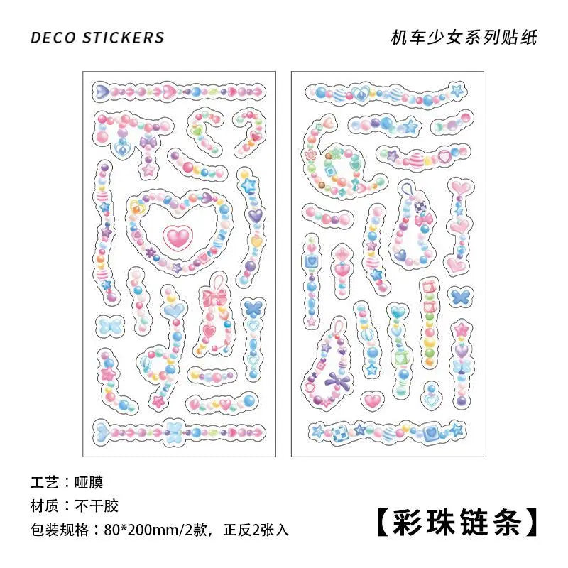 2Pcs/lot Cute Ribbon Chain Stickers Lace Idol Card Scrapbooking DIY Album Decoration Sticker Aesthetic Kawaii Stationery (ONLINE ORDER ONLY)