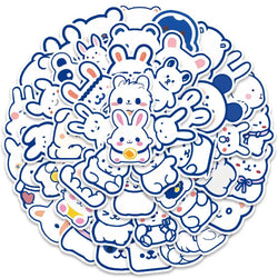 50pcs Cute Cartoon Blue Animals Stickers Pack For Luggage Laptop Guitar Skateboard DIY Waterproof Graffiti Bicyle Car Decals (ONLINE ORDER ONLY)