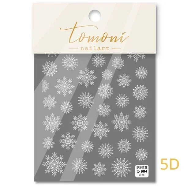 Bronzing Jelly Laser Snowflake Christmas Hot 5D Soft Embossed Relief Self Adhesive Nail Art Decoration Sticker 3D Manicure Decal (ONLINE ORDER ONLY)